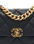 Lambskin Quilted Large CHNL 19 Flap Navy Blue