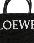 Raffia Calfskin Standard A4 Tote Bag Black