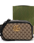 Monogram Matelasse Diagonal Small GG Marmont Chain Shoulder Bag Beige Black