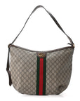 GG Supreme Monogram Web Ophidia Half Moon Hobo Brown