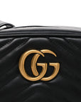 Calfskin Matelasse Small GG Marmont Chain Shoulder Bag Black