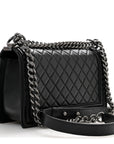Lambskin Quilted Medium Boy Flap Black