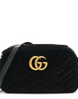 Velvet Matelasse Small GG Marmont Chain Shoulder Bag Black