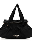Tessuto Nylon Bead Evening Bag Black