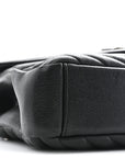 Sheepskin Matelasse Chevron Monogram Medium College Bag Black
