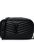 Calfskin Matelasse Monochrome Monogram Mini Lou Camera Bag Black
