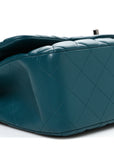 Lambskin Quilted Jumbo Double Flap Turquoise