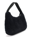 Terry Cloth Mini Re-Edition 2000 Bag Black White