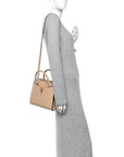 Grainy Calfskin Virtus Top Handle Tote Beige