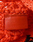 Yarn Raffia Effect Crochet Logo Embroidered Tote Bag Arancio