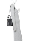 Smooth Calfskin Vintage Flat Macrocannage Small Toujours Vertical Tote Black