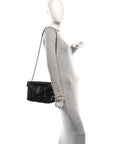 Lambskin Quilted Small Loulou Puffer Monogram Chain Satchel Black