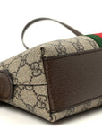 GG Supreme Monogram Textured Dollar Calfskin Web Small Ophidia Dome Shoulder Bag Beige Ebony New Acero
