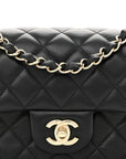 Lambskin Quilted Mini Rectangular Flap Black