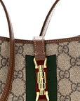 GG Supreme Monogram Azalea Calfskin Web Mini Jackie 1961 Hobo Beige Ebony Brown Sugar