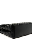 Calfskin Y Quilted Monogram Medium Loulou Chain Satchel Black