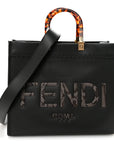 Vitello King Plexiglass Elaphe Snakeskin Print Logo Medium FNDI Sunshine Shopper Tote Dark Asphalt
