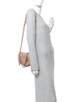 Soft Grained Goatskin Arrow Crossbody Bag With Chain Ballet Pink