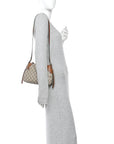 GG Supreme Monogram Textured Calfskin Small Emblem Shoulder Bag Beige Dark Brown