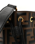 Vitello Liberty F is FNDI Bi-Color FF 1974 Embossed Mini Mon Tresor Bucket Bag Maya Black