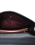 Lambskin Chevron Stitched Medium Envelope Flap Black