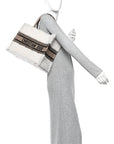 Shearling Cannage Medium Book Tote Ecru Black