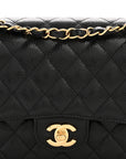 Caviar Quilted Medium Double Flap Black