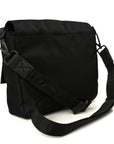 Econyl Nylon Cuoio Romano Monochrome Medium Baguette Messenger Bag Black