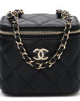 Caviar Quilted Mini Vanity Case With Chain Black