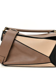 Calfskin Small Puzzle Bag Sand Hazelnut Ash