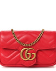 Calfskin Matelasse Super Mini GG Marmont Shoulder Bag Hibiscus Red