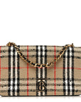 BBERRY Calfskin Boucle Check Medium Lola Chain Bag Archive Beige
