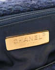 Tweed Quilted Large CHNL 19 Flap Navy Blue