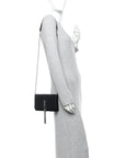 Calfskin Crocodile Embossed Kate Monogram Tassel Chain Wallet Black