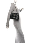 Calfskin Y Quilted Monogram Small Loulou Chain Satchel Black