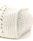 Raffia Crochet Woven Tote Bag White