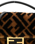 Shearling Vitello Dolce Macro FF 1974 Mini Baguette Tobacco Black