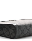 GG Supreme Monogram Textured Dollar Calfskin Web Small Ophidia Shoulder Bag Grey Black Graphite Grey