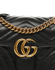 Calfskin Matelasse Mini GG Marmont Shoulder Bag Black