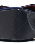 Felt Quilted Paris-Hamburg Charms Mini Rectangular Flap Black Dark Navy
