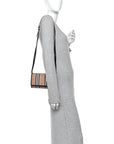 E-Canvas Icon Stripe Hannah Wallet With Detachable Strap Archive Beige