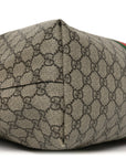 GG Supreme Monogram Textured Calfskin Web Medium Ophidia Shopping Tote Beige Ebony New Acero