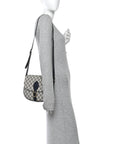 GG Supreme Monogram Small Messenger Shoulder Bag Beige Blue Navy