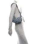 Bleached Denim BB Monogram Le Cagole Shoulder Bag XS Blue