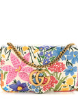 X KEN SCOTT Calfskin Matelasse Floral Print Super Mini GG Marmont Shoulder Bag Ivory Pink