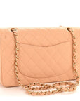 Caviar Quilted Medium Double Flap Beige Clair