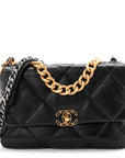 Goatskin Quilted Large CHNL 19 Flap Black