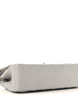 Caviar Quilted Jumbo Double Flap Grey