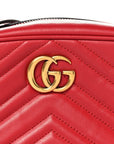 Calfskin Matelasse Mini GG Marmont Chain Shoulder Bag Hibiscus Red