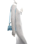 Strass Suede Hourglass Top Handle Bag XS Light Blue